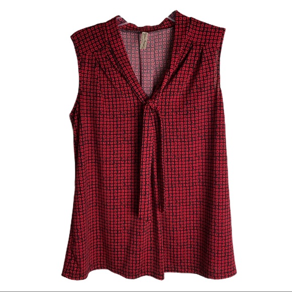 PERSEPTION CONCEPT Career Red & Black Print Top - Picture 1 of 7